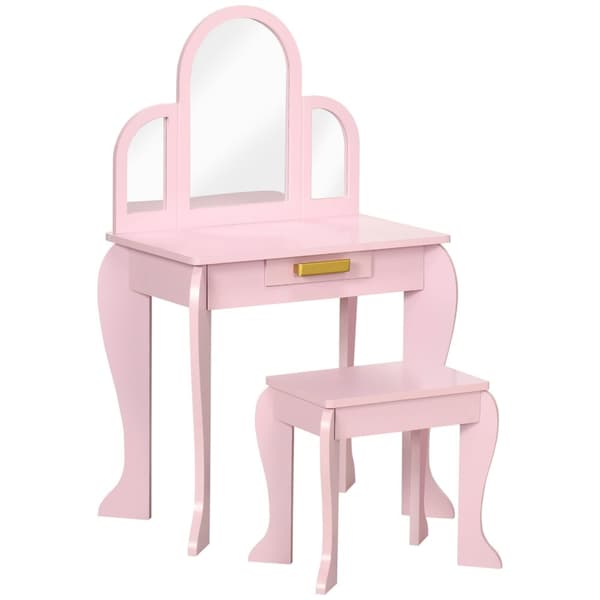Rootz Børneforbindelsesbordssæt - Vanity Table - Makeup Desk - Opmuntrer uafhængighed - 52 x 32 x 85 cm - lyserød
