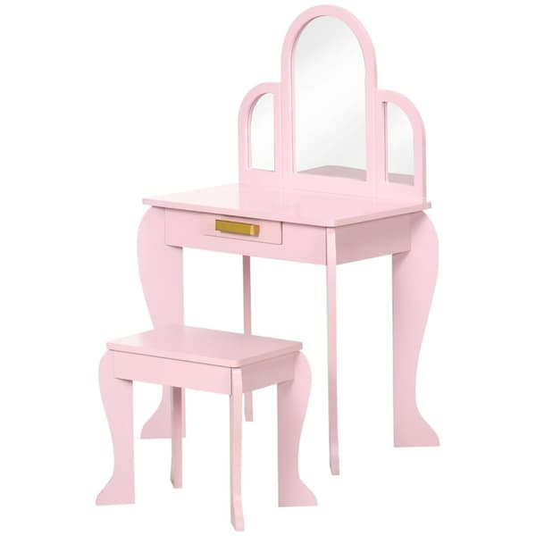 Rootz Børneforbindelsesbordssæt - Vanity Table - Makeup Desk - Opmuntrer uafhængighed - 52 x 32 x 85 cm - lyserød