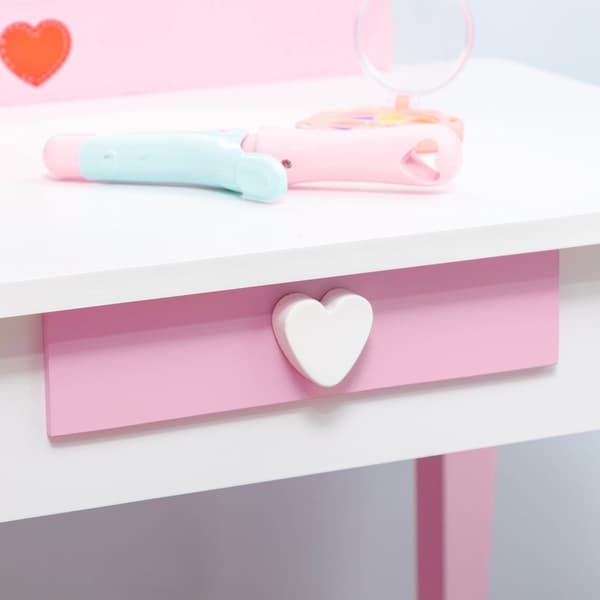 Rootz Børneforbindelsesbordssæt - Vanity Table - Kids Makeup Station - Opmuntrer kreativitet - 50x36,5x89,5 cm - lyserød