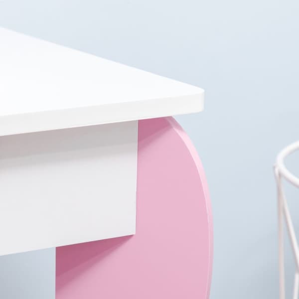 Rootz Børneforbindelsesbordssæt - Vanity Table - Kids Makeup Station - Opmuntrer kreativitet - 50x36,5x89,5 cm - lyserød