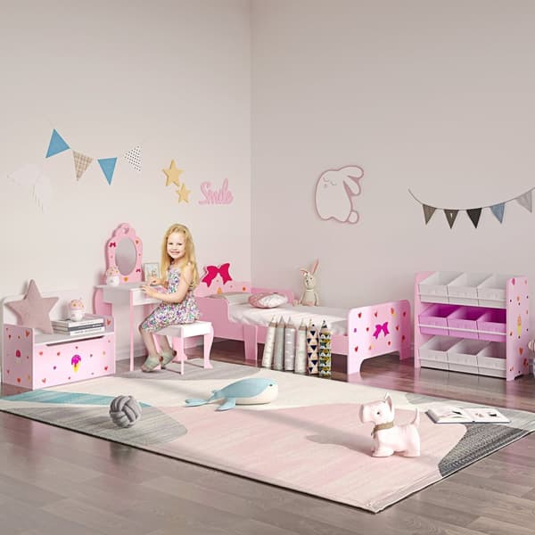 Rootz Børneforbindelsesbordssæt - Vanity Table - Kids Makeup Station - Opmuntrer kreativitet - 50x36,5x89,5 cm - lyserød