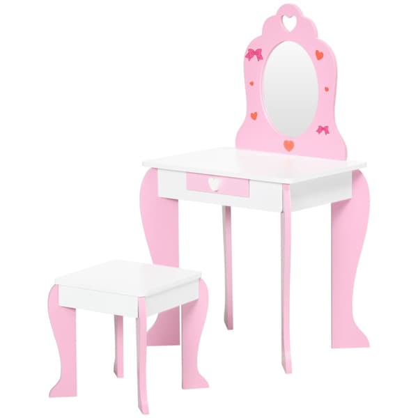 Rootz Børneforbindelsesbordssæt - Vanity Table - Kids Makeup Station - Opmuntrer kreativitet - 50x36,5x89,5 cm - lyserød