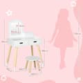 Miniatyrbillede 3 af 7: Rootz Børnefrisørklædningsbordsæt - Vanity Table - Kids Hair Station - Opbevaringsplads - 60 cm x 40 cm x 95 cm - Hvid/brun - Alder 3-6