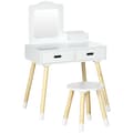 Miniatyrbillede 6 af 7: Rootz Børnefrisørklædningsbordsæt - Vanity Table - Kids Hair Station - Opbevaringsplads - 60 cm x 40 cm x 95 cm - Hvid/brun - Alder 3-6