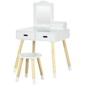 Miniatyrbillede 1 af 7: Rootz Børnefrisørklædningsbordsæt - Vanity Table - Kids Hair Station - Opbevaringsplads - 60 cm x 40 cm x 95 cm - Hvid/brun - Alder 3-6