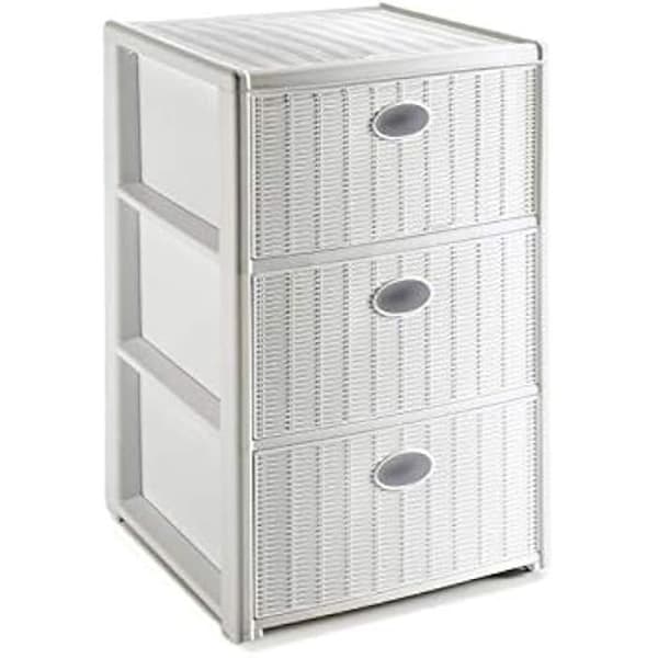 Elegance byrå 3 vita lådor - Stefanplast - 40x40x60 cm - Plast - Harts - Elegans - Chic