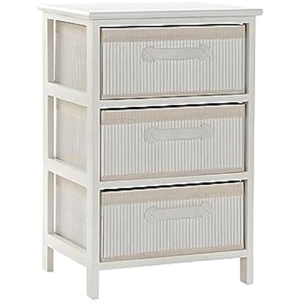 Kommod - DKD HOME DECOR - Standard - Paulowniaträ och Bambus - 32x42x63 cm - Vit