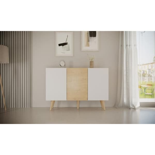 Kommod - Toronto - 120 cm - Ek & Vit - 3 stängda skåp