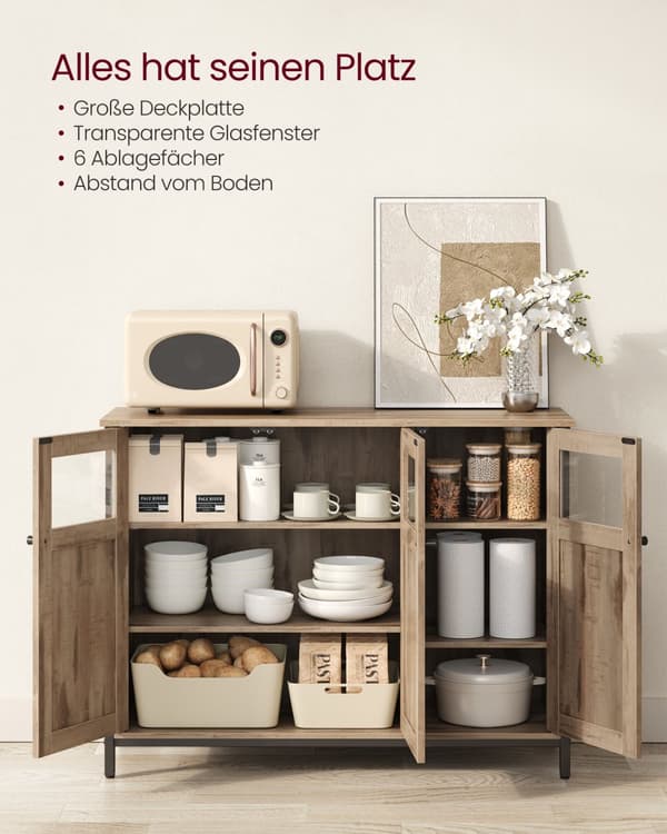 Sidobord, VASAGLE LSC099B01, 100x35x75 cm, Brun-Svart