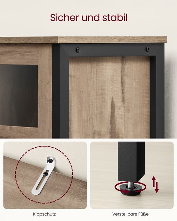 Sidobord, VASAGLE LSC099B01, 100x35x75 cm, Brun-Svart