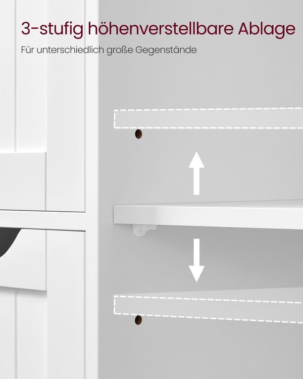 Sideboard, Badezimmerskab, LHC41W, 35x65x90 cm, Hvid