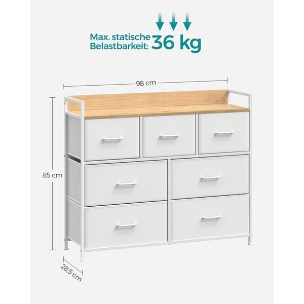 Kommode, LTS137B01, 98x85 cm, Hvid-Eg