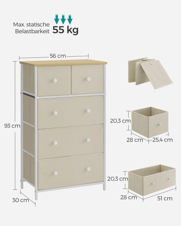 Kommode, SONGMICS, 30x56x93 cm, Gul