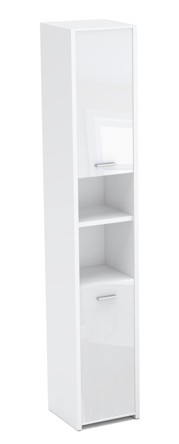 Kylpyhuonepylväs kiiltävä valkoinen 30 CM 6 hyllyä seisova kylpyhuonekaappi