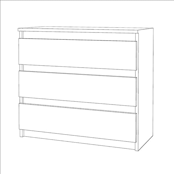 Vit byrå 80 CM 3S TV-skåp Vardagsrum Sovrum Loftmöbler