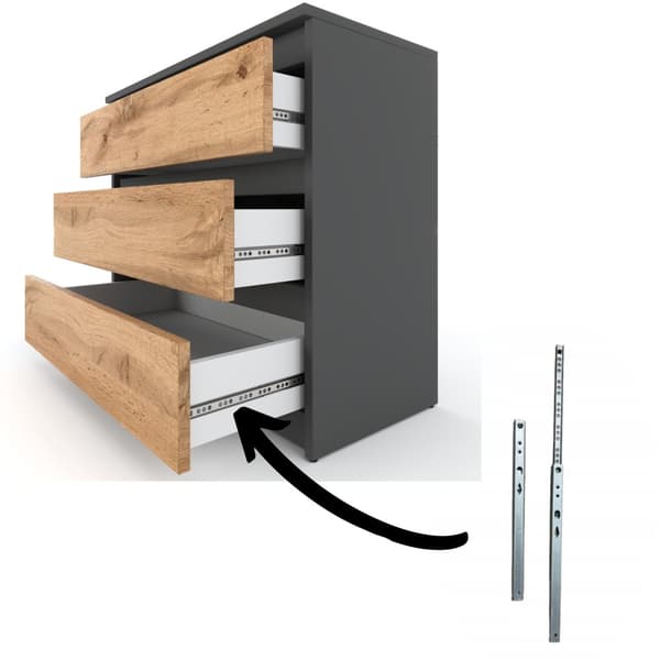 Kommode TV-skab 80CM 3S Grå Eg Wotan Loft Stuemøbel