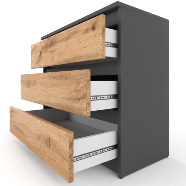 Kommode TV-skab 80CM 3S Grå Eg Wotan Loft Stuemøbel
