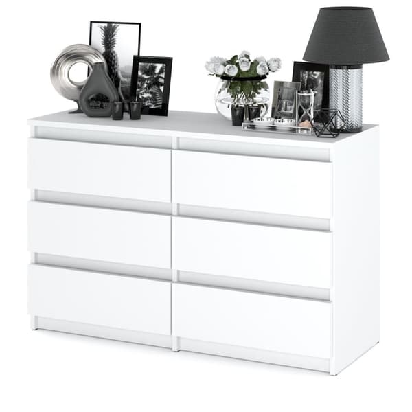 Vit byrå 6 lådor 100 CM TV-skåp Vardagsrumsmöbler Sideboard Garderob