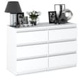 Miniatyrbild 4 av 11: Vit byrå 6 lådor 100 CM TV-skåp Vardagsrumsmöbler Sideboard Garderob