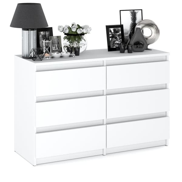 Vit byrå 6 lådor 100 CM TV-skåp Vardagsrumsmöbler Sideboard Garderob
