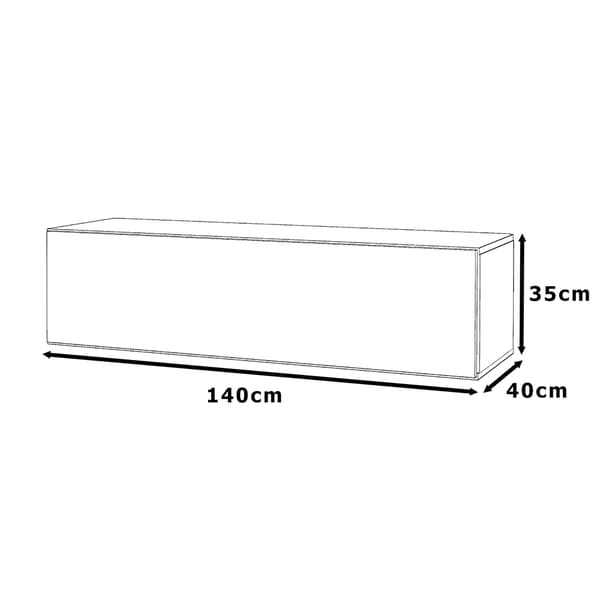 VÄGGHÄNGT TV-SKÅP, VIT GLANS, 140 CM