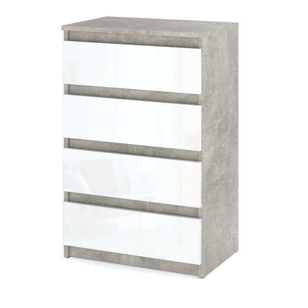 Kommode Beton Hvid Glans 60 CM 4 SZ TV-skab Stue Soveværelse