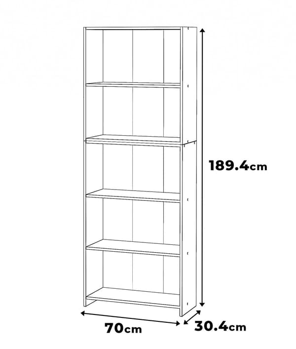 Kontorbogreol Sonoma Eg 70 CM 5 hylder Legetøj Træloft