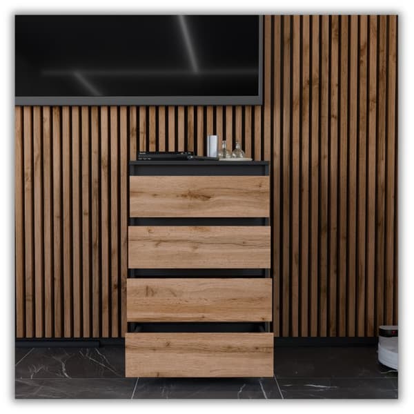 KOMMODE SORT EG WOTAN 60CM RUMMELIG TV SKAB 4 SKUFFER LOFT