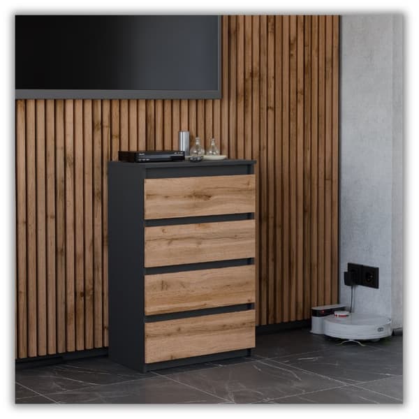 KOMMODE SORT EG WOTAN 60CM RUMMELIG TV SKAB 4 SKUFFER LOFT