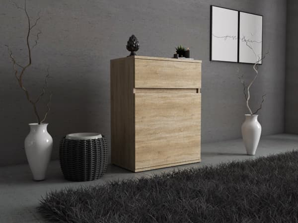 Lipasto Sonoma Oak LAATIKOKAPPIELLA 60cm MODERNI KAHVATON OLOHUONE MAAKUUHUONE