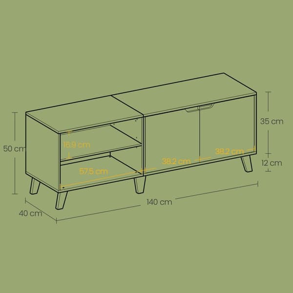 TV-möbler 140 cm-kabinett med 2 dörrar, modern design
