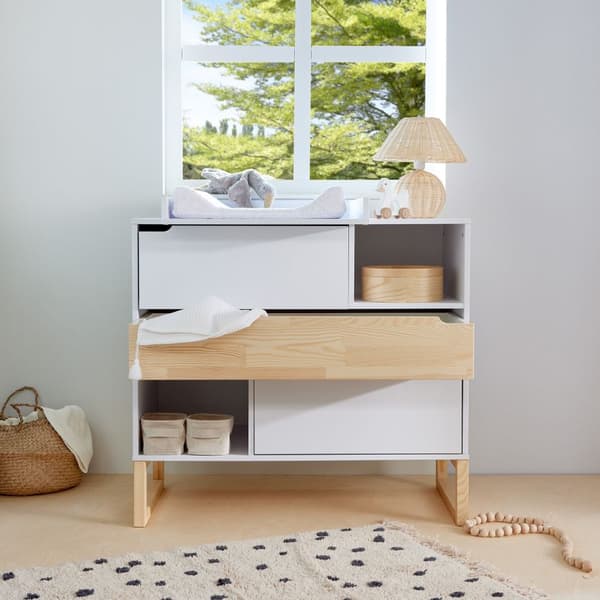 Hvid kommode med 3 skuffer og push-to-open-funktion, vægmonteret - 100x50x91,6 cm, Tatam