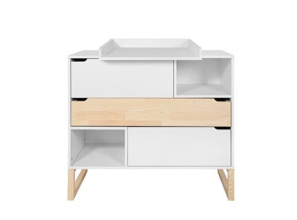 Hvid kommode med 3 skuffer og push-to-open-funktion, vægmonteret - 100x50x91,6 cm, Tatam