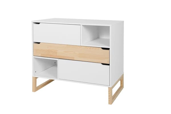 Hvid kommode med 3 skuffer og push-to-open-funktion, vægmonteret - 100x50x91,6 cm, Tatam