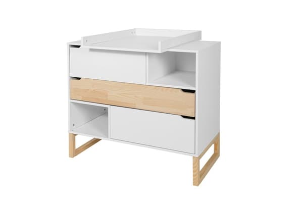 Hvid kommode med 3 skuffer og push-to-open-funktion, vægmonteret - 100x50x91,6 cm, Tatam