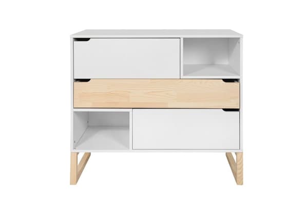 Hvid kommode med 3 skuffer og push-to-open-funktion, vægmonteret - 100x50x91,6 cm, Tatam