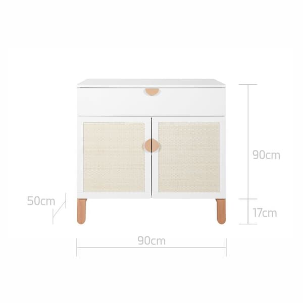 Barnbokhylla med dörrar och öppna fack 103x167 cm – vit / latte / grå – lättåtkomlig och säker