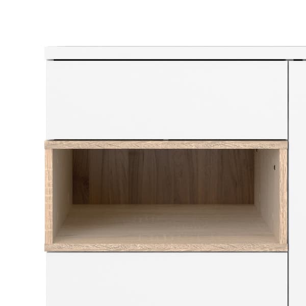 Ringe skjenk 2 låger, 1 skuff og 1 rom hvit og eik dekor.