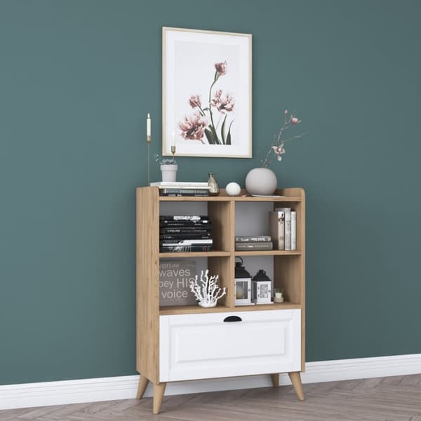 Kommode Asir, 80x130x35 cm, hvid/beige