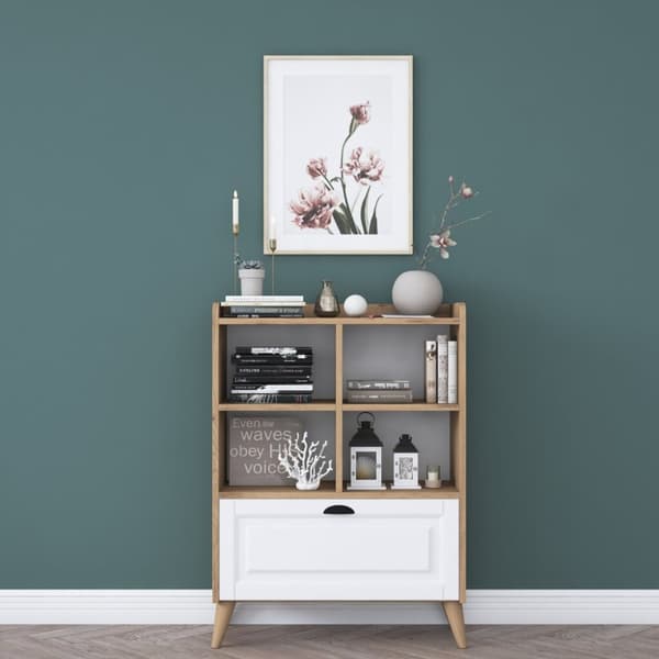 Kommode Asir, 80x130x35 cm, hvid/beige