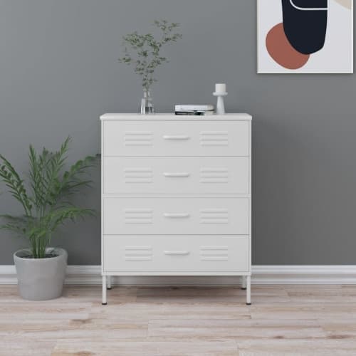 Byrå vit 80x35x101,5 cm stål