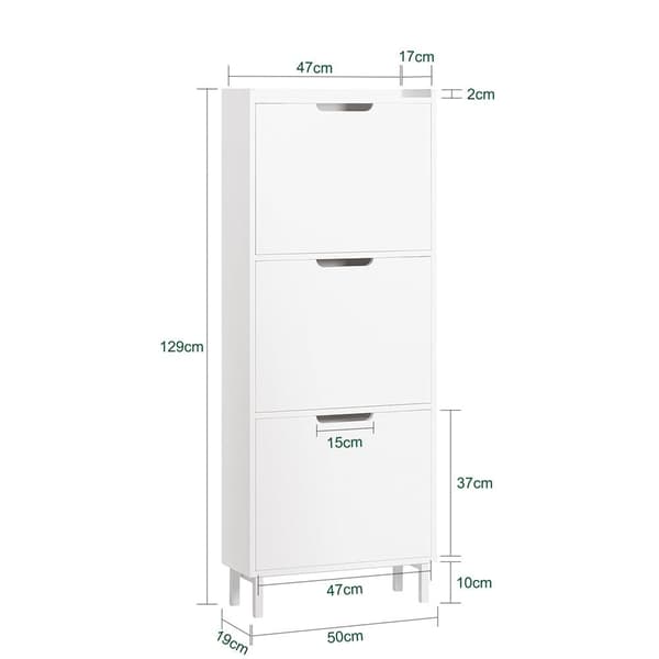 Sko Skab, FSR151-H-W, 19x129x50 cm, Hvid