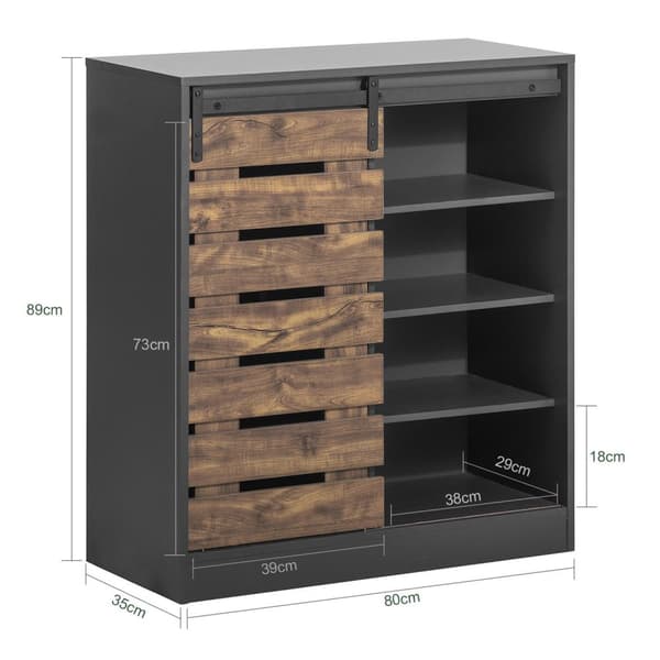 Öppen Hylla Skoskåp, FSB65-HG, 80x35x89 cm, Svart