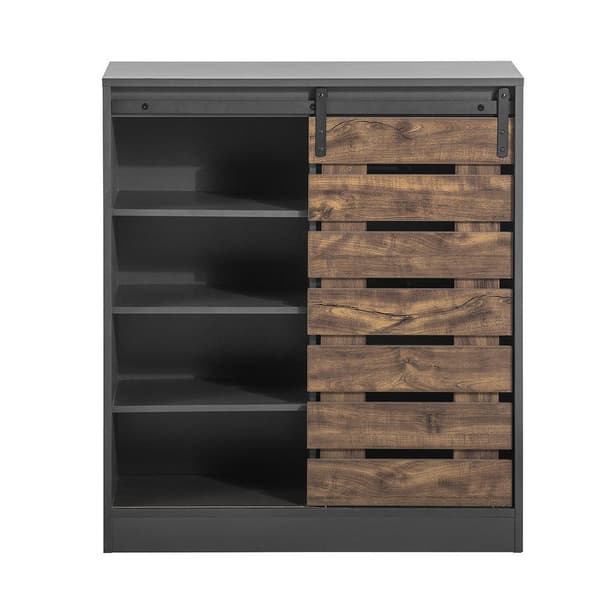 Öppen Hylla Skoskåp, FSB65-HG, 80x35x89 cm, Svart