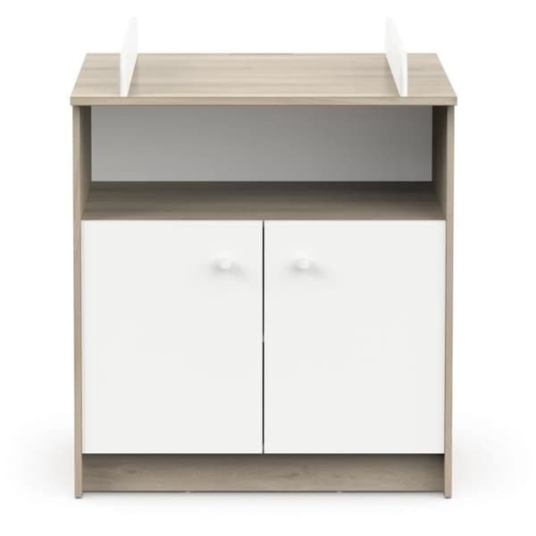 Skötbord med 2 dörrar, 1 nisch - HELICIA - Matt vit & Kronberg ek - 79,6 x 70 x 94,4 cm - DEMEYERE