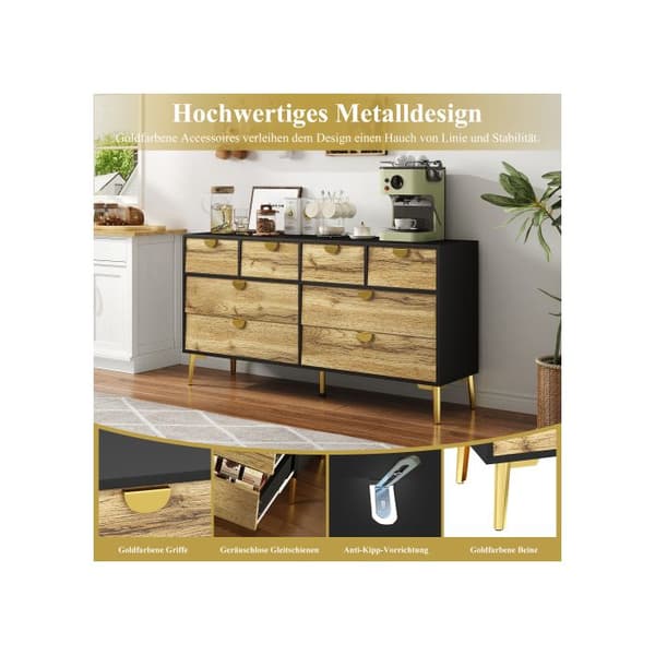 L 150*L 40*H 78 cm, modern buffé med 8 lådor, svart och original träfärg