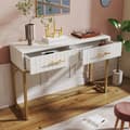 Miniatyrbild 3 av 11: Vit sminkbord med 2 lådor – Kommod/sideboard för sovrum – 75x100x45 cm