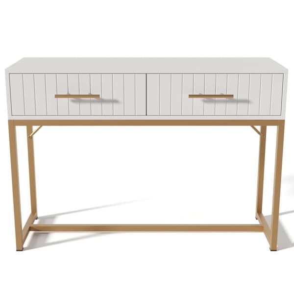 Vit sminkbord med 2 lådor – Kommod/sideboard för sovrum – 75x100x45 cm