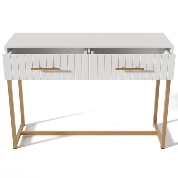 Vit sminkbord med 2 lådor – Kommod/sideboard för sovrum – 75x100x45 cm