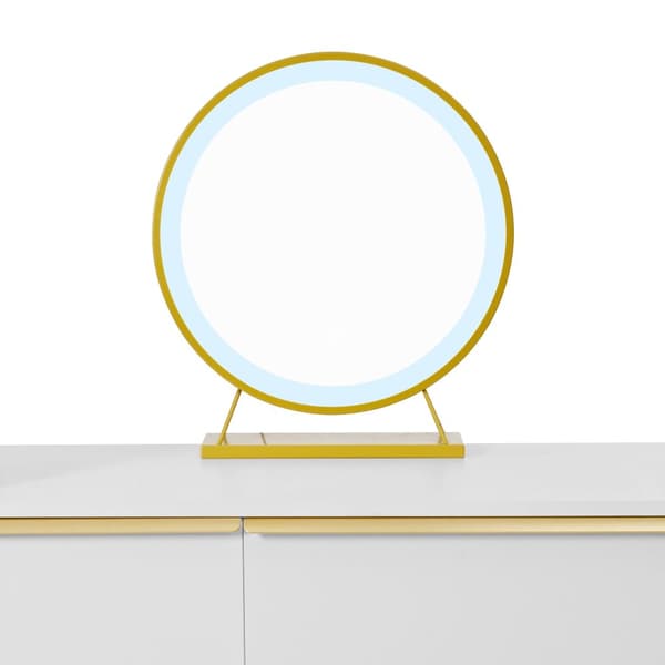 Sminkbord med LED-belysning 100 x 41,5 x 102 cm - med 6 lådor - utdragbart bord - vit